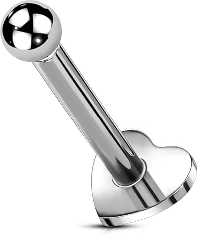 OUFER Body Piercing al Corpo Spinelli per Labbro Pressione 16G Barre Labret in Titanio 5/6/8/10/12mm Argento Gioielli per Helix Tragus Conchiglia Piercing Orecchini Senza Filettatura con Fondo Piatto