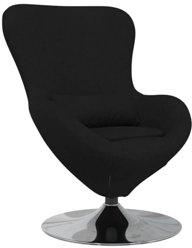 vidaXL Fauteuil œuf Noir 63 x 73 x 90 cm Tissu, Salon, Chaise Œuf pivotante Moderne, Mobilier de Luxe pour Assise intérieure, Fainéant élégant et Solution de Confort