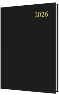 Collins - Essential - 2026 12 Month Calendar Year Planner, Day-To-Page Diary, A5 Hard Cover - Black (ESSA51.99-26)