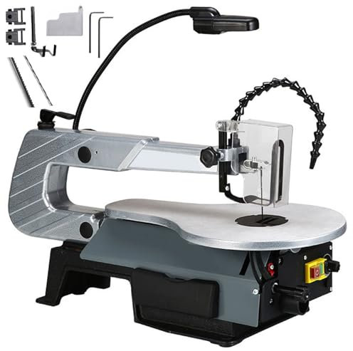 Desktop Dekupiersäge, Multifunktionale Holzschneidemaschine mit neigbarem Metallarbeitstisch und variabler Geschwindigkeit für Präzisions-Holzbearbeitung