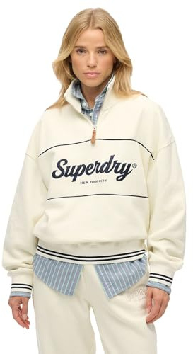 Superdry Country Club Loose Half Zip Sweatshirt L Off-white