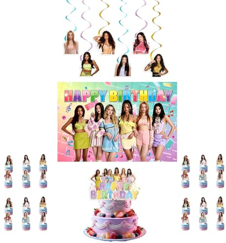 Kpop KAT-SEYE Dekorationsset för flickor EYEKONS | Inkludera hängande banner virvlar bordsduk tallrikar tårta topper cupcake toppers servetter festtillbehör kvinnor