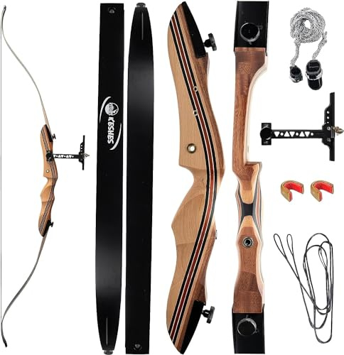 KESHES Takedown Recurve Bow and Arrow Set for Adults & Teens 62 - 15-60lb Draw Weight, Right & Left Handed Bows - Archery Set with Bowstring, Arrow Rest, Stringer Tool, and Bow Sight