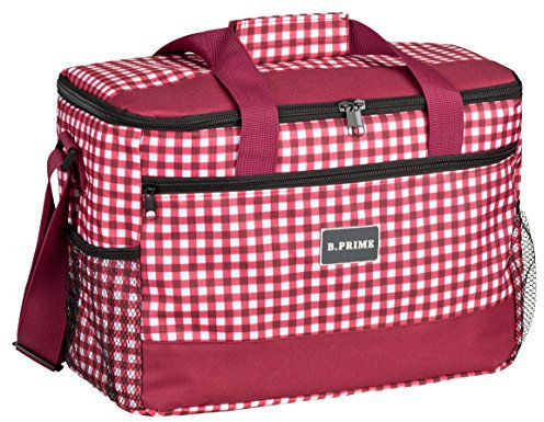B.PRIME 20L Kühltasche Classic Vichy-KARO I 36x26x22cm I Isoliertasche I Lunch-Tasche I Kühlbox I Picknick-Tasche I Eistasche I Campingtasche I Picknick I Outdoor I Reisen I Einkauf I Auto