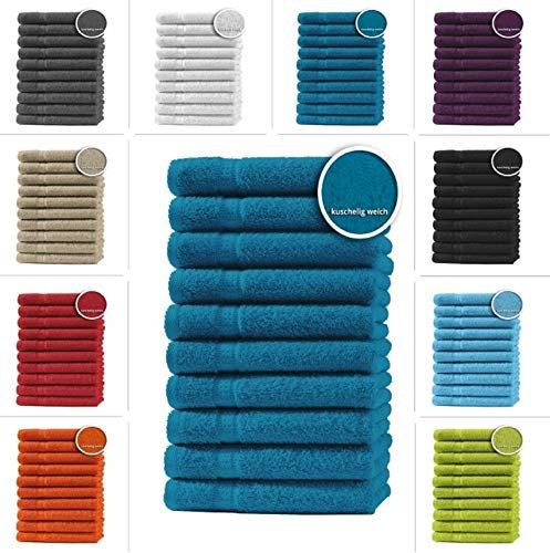 one-home 10er Set Gästetücher Handtücher Duschtücher Badetücher Frottee 100% Baumwolle, Präzise Farbe:Petrol, Produktart:Handtücher 50x100 cm