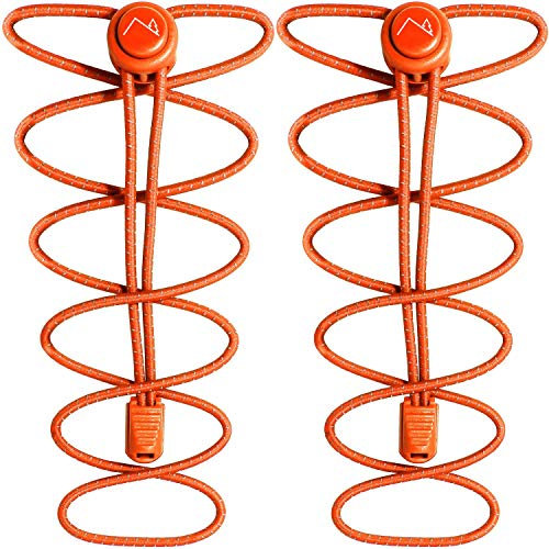 CampTeck U7193 No Tie Cordones Cordones Elásticos con Sistema de Bloqueo -Naranja -1 Par