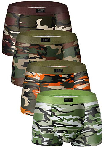 YOULEHE Men's Boxer Shorts Soft Bamboo Underwear Trunks Breathable Multipack (U001 Camouflage(4 Pack), M)