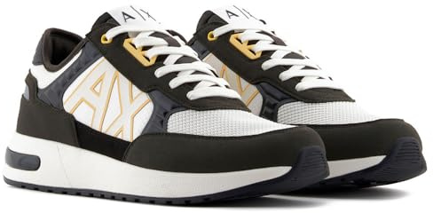 Armani Exchange - Dusseldorf Embossed Geometric Motifs, Zapatillas HOMBRE, BLK INK+BLK+OFF WHIT,