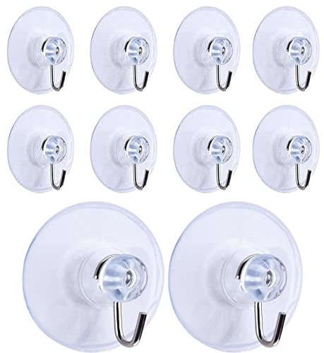 10 Ganchos de Ventosa, extraíbles, Transparentes, con Ventosa, Ganchos de Pared, Colgador para baño, Cocina, Ducha, Toalla, Ganchos de Pared, colgadores, Accesorios (45 mm)