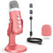 zealsound ASMR Microfono,USB Microfono da gioco k66 rosa con silenziamento rapido per telefono PC PS5, Microfono a condensatore cardioide da studio per registrazione, streaming, podcasting, YouTube