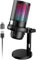 NJSJ Microfono da gioco, microfono RGB per PC con pulsante mute, microfono streaming con manopola di guadagno e jack di monitoraggio per registrazione, podcasting