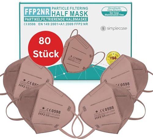 Simplecase 40 x FFP2-mask, CE-certifierad av officiellt anmält organ CE 0598, andningsmask, partikelfiltermask