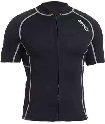 DEMMET Wetsuits Top Short Sleeve 1.5mm/3mm Neoprene Shorts Wetsuit Jacket Men Women High Stretch Wetsuits Couple's Front Zip Wetsuit Swim Dive Snorkeling Surf Kayak Canoe