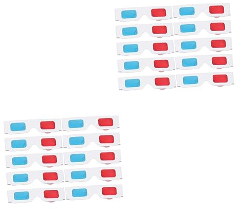 CIYODO 20 Piezas Gafas de Juego 3D anteojos 3D Gafas de visión 3D Gafas de cartón anaglifo Gafas de Obturador Papel 3D Marco Rojo Gafas para niños Gafas de vídeo 3D Gafas de Cine 3D