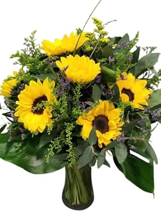 DECOALIVE| Ramo Sunflower| Ramo Natural de Girasoles Resistentes Ideal para Decorar la Casa