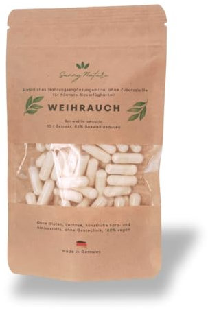 Weihrauch Kapseln 400mg – 85% Boswelliasäure – Hochdosiert & Laborgeprüft – Reines Boswellia Serrata – Vegan, in Deutschland produziert – 60 Kapseln von sunny nature®