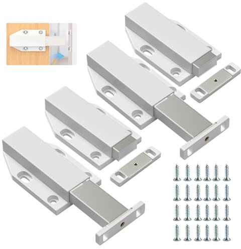4 Pcs Push to Open Door Catches, Push Open Door Catches, Magnetic Push Catches, Push to Open Catches, Touch Magnetic Push Latch for RV Door Damper Wardrobe Drawer Cupboard Door Closers Push Opener