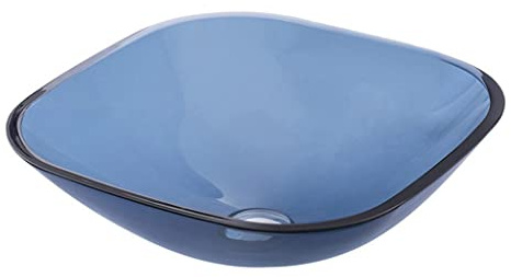 SDVantage Bathroom Sink Bathroom Vessel Sink Bathroom Tempered Glass Washbasin Bathroom Countertop Art Basin Blue Glass Washbasin Counter Basin，Sink Only-One Size