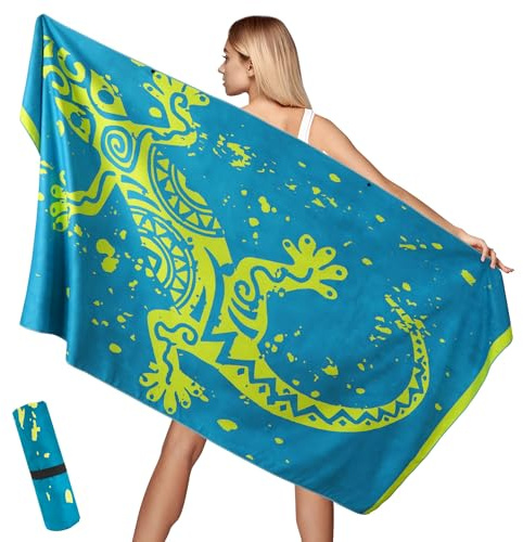 Aonext Grande serviette de plage en microfibre 100 x 200 cm, résistant au sable, séchage rapide XXL, pour plage, gym, voyage