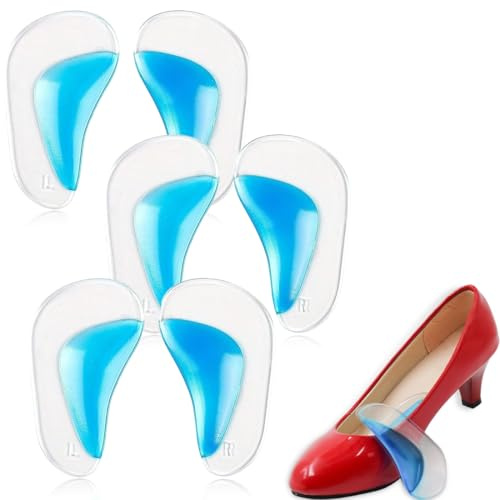 3 Pares de plantillas de soporte de arco de gel, plantillas ortopédicas de silicona para pies ortopédicos de soporte de arco para fascitis plantar de gel almohadillas de cojín S(35-39)