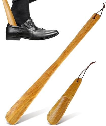 Healvian 2 calzadores, calzador largo de madera, gancho para botas para ponerse botas, calzador de madera, mango largo para personas mayores