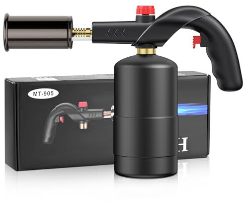 SenDeluz Cannello a Gas Propano, Cannello per Saldatura,Cucina, Accensione della Fiamma, Cannello Portatile Design Sicuro e Regolabile con Protezione per la Mano.