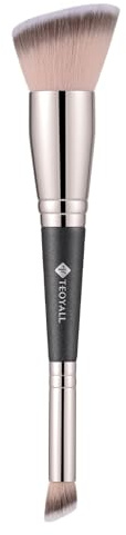 TEOYALL Pinceau à double extrémité pour fond de teint, anti-cernes, contour des yeux, poils synthétiques plats inclinés pour crème liquide poudre