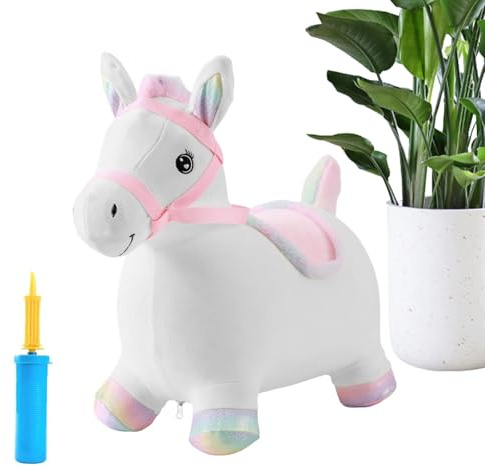 Nubamzy Bouncy Horse, Toddler Hopping Horse Inflatable Animal, Balance Training Interactive Plush Doll Toy for 2-5 Years Old Boys Girls Kids Birthday Christmas