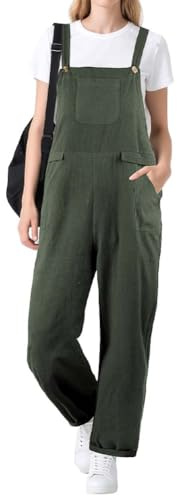 BSBUY Jumpsuit Donna con Tasca, Salopette Tuta in Cotone, Casual Playsuit Pantaloni da Lavoro, Vestibilità Ampia Pagliaccetto