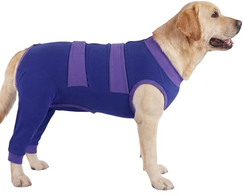Lelepet Dog Surgery Recovery Suit for Rear Legs, Soft Dog Pants to Prevent Licking, Adjustable Long Sleeve Pet Onesie Pajamas for Dogs, Cone Alternative Leg Sleeve Bodysuit for Dogs After Spay/Neuter