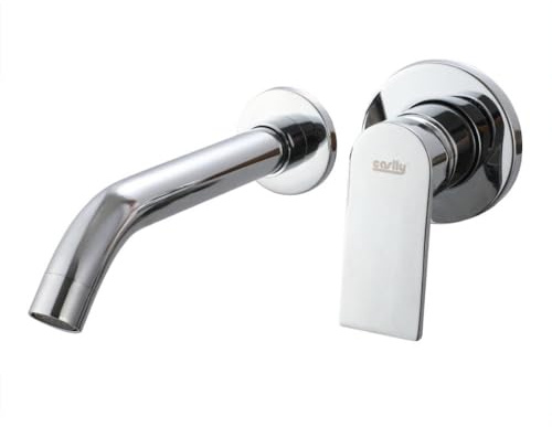 Vetrineinrete® Rubinetto ad incasso da parete cromato miscelatore a muro per lavabo da bagno monocomando moderno