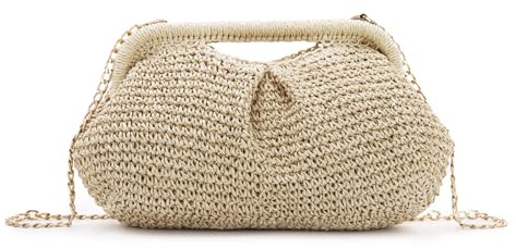 HomKuch Donna Clutch Borse Paglia tessuto Cloud Dumpling Borsa estate spiaggia Crossbody Borsa a spalla