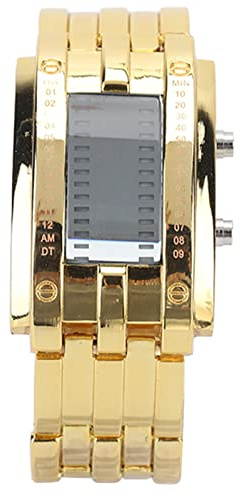 Kukyller Reloj deportivo binario para hombre, relojes de pulsera con retroiluminación LED resistentes al agua clásicos de aleación con pantalla de modo de tiempo binario