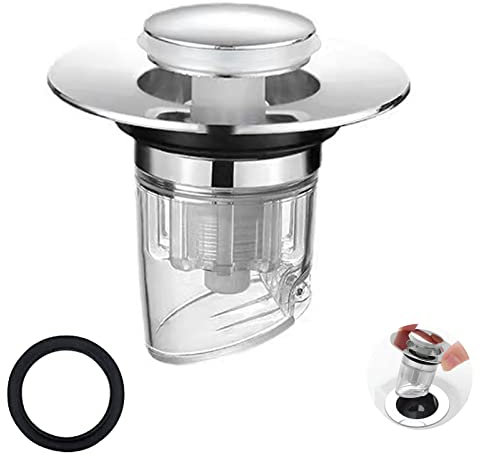 LIBAIJIAA Bouchon Lavabo Salle de Bain, Clapet Bonde Lavabo, Pop Up Filtre Vidange Baignoire Universel Sink Drain Plug With Anti-Clogging Anti-Odeur et Anti-Insectes Strainer.
