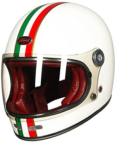 ZLYJ Motorrad Vintage Integralhelm Motorrad Scooter Retro Classic Crash Racing Touring ECE-geprüfter Helm A,Large