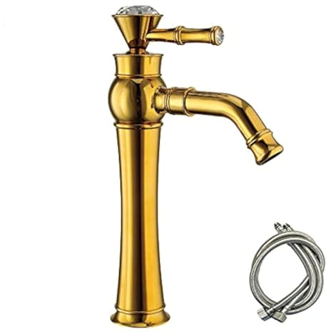 Brass Material Gold Finished Faucet Bathroom Single Handle Lavatory Vanity Mixer Bar Tap