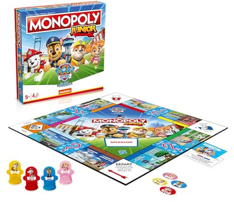 Winning Moves - Monopoly JUNIOR LA PAT'PATROUILLE - Gesellschaftsspiel ab 5 Jahren - Brettspiel - Französische Version
