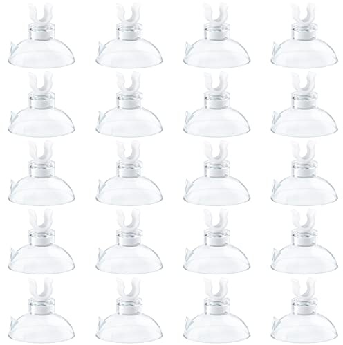 Pawfly 20 Pack Aquarium Suction Cup Clips for Standard 4-6 mm ID Airline Tubing Clear Air Hose Holder Clamp Accessories for Fish Tank Aeration Setup