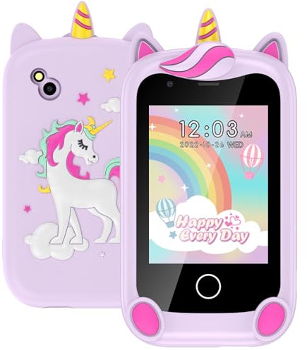 Telephone Portable pour Enfant, Smartphone pour Fille Garçon avec Appel SOS Musique 17 Jeux Podomètre Alarme Caméra Mode école Livre Audio Lampe Poche, Cadeau pour Enfant 4-10 Ans