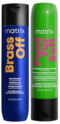 Matrix Pflegeduo mit Brass Off Shampoo für brünettes Haar zur Neutralisation von Kupferstichen und Food For Soft Conditioner mit Avocado-Öl und Hyaluronsäure für mehr Feuchtigkeit