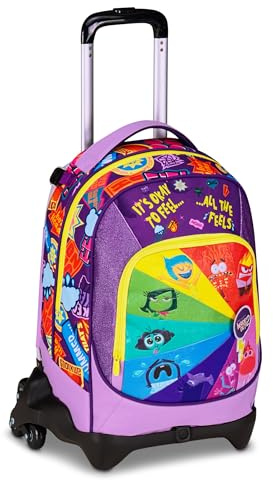 Seven Inside Out 2 Trolley Jack School 3 hjul, lila, 3-i-1, trippelryggsäck med avtagbar vagn, 33 l, grundskola, flicka, Lila, Taglia unica, Modern