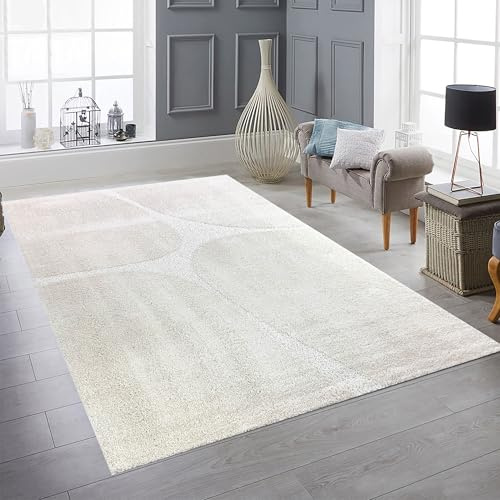 Teppich-Traum Alfombra para salón, área de estar, dormitorio, pelo extra largo, extra grande, suave, fácil de cuidar, decorativa, esponjosa, duradera, armoniosa, minimalista, elegante, crema, 240 x