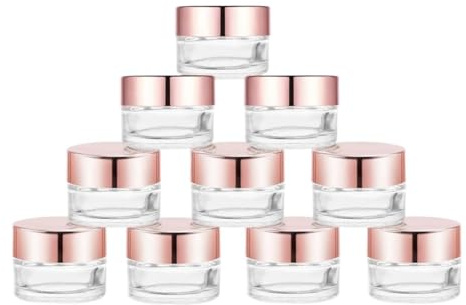 12 st 5 g glas kosmetiska burkar påfyllningsbara genomskinlig krämflaska behållare tomma prov flaskor burk för ögonkräm lotion läppbalsam skrubba (10 g)