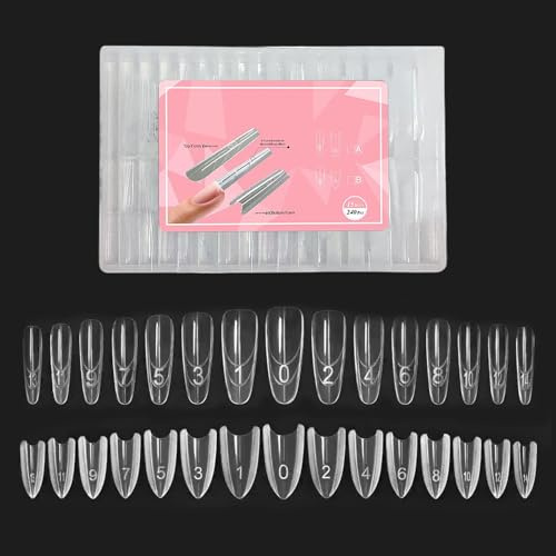 Stampo Per Unghie Ovale - Forme Estensori Stile Sandwich Da 240 Pezzi | In Trasparente A Base Di Carta | Kit Professionale Di Estensione Delle Unghie Per Manicure In Gel Acrilico E Us