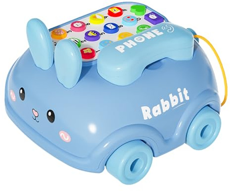 Ylnailky Fai finta il telefono per bambini, giocattolo telefonico per bambini | I fingono del telefono con ruote | Bunny Style, Storytelling Fun, Cartoon Music Game, Walking Play Play for Kids