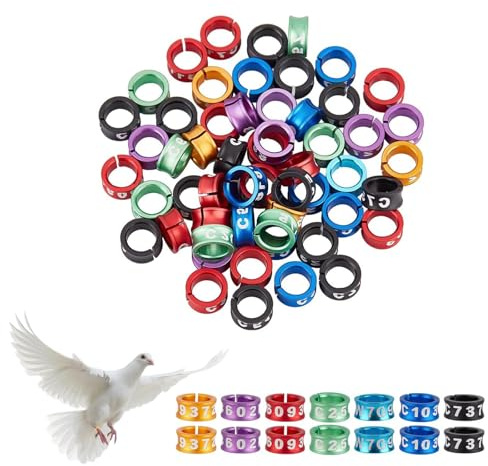 Aluminum Open Bird Ring - Split-Leg Ring for Identifying Pigeons, Parrots, and Turtle Doves 8.0mm Colors Randomly Mixed 50pcs