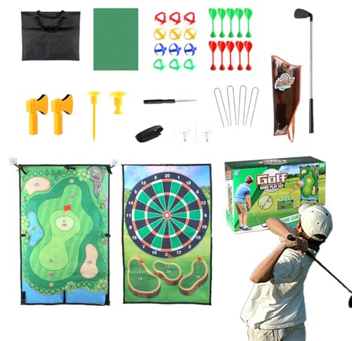 Jeu de golf Chip and Stick, jeu de chipping de fléchettes de golf,Tapis de frappe double face multi-usage | Kit complet de tapis d'entraînement de Golf avec jeu de puces de bâton de fléchettes pour jo