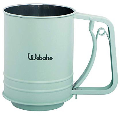 Webake Mehlsieb Edelstahl Einhand Puderzucker Sieb Küchensieb Flour Sifter Einhandsieb für Mehl und Zucker, Grün