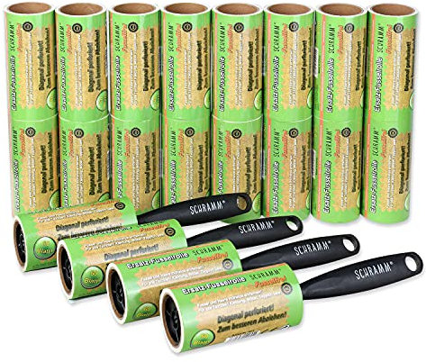 Schramm® 20 Pezzi di Rotoli di lanugine 20 Rotoli di 60 Fogli ciascuno incl. 2 Dispenser di plastica Sporcizia di lanugine Sporcizia di Polvere Pennello di Polvere di Polvere Confezione da 20