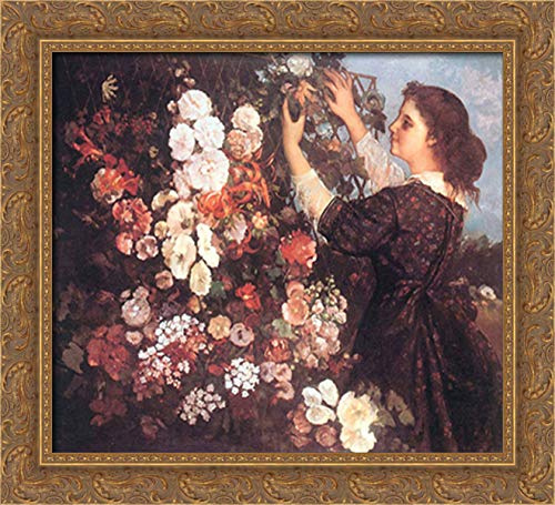 The Trellis 22x20 Gold Ornate Wood Framed Canvas Art by Gustave Courbet